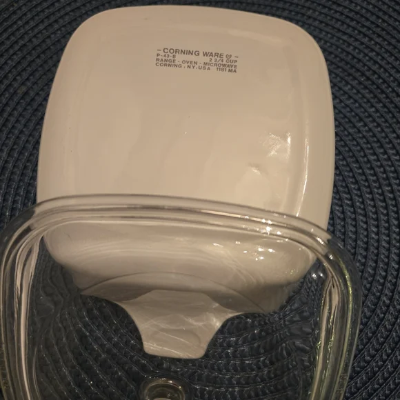 Corningware White Casserole Dish with Blue Floral Design - Picture 2 of 2